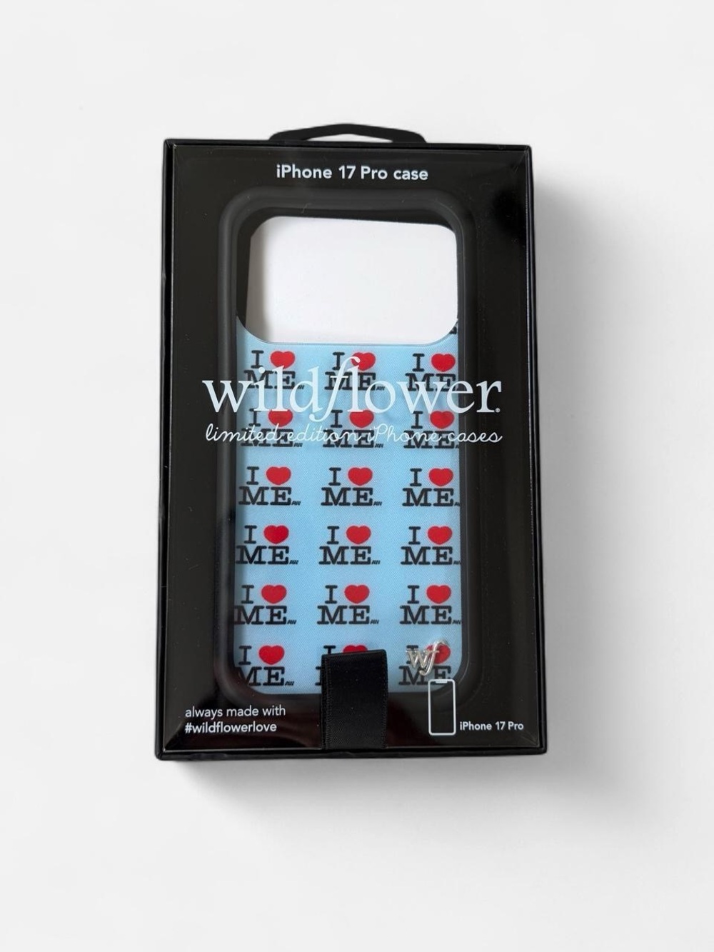 wildflowers iphone 17 pro case - blue 'I ♥ ME'